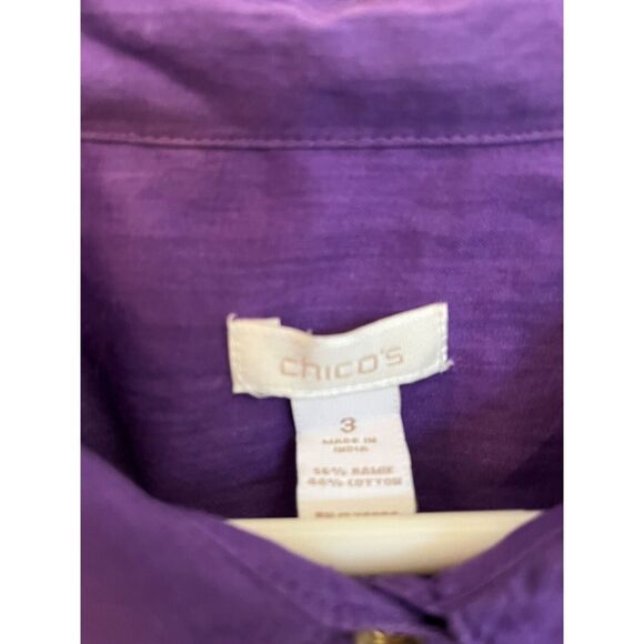 Chico's Women's Purple Namie/Cotton Shirt - Size 3 - Picture 3 of 5